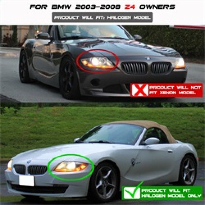 Spyder BMW Z4 03-08 Projector Headlights Halogen Model Only - LED Halo Black PRO-YD-BMWZ403-HL-BK - Bull Strap