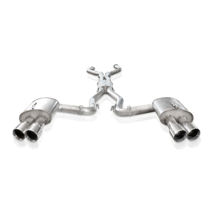 Stainless Works 2008-09 Pontiac G8 GT 3in Catback Systemt X-Pipe Turbo Chambered Muffler 3.5in Tips - Bull Strap