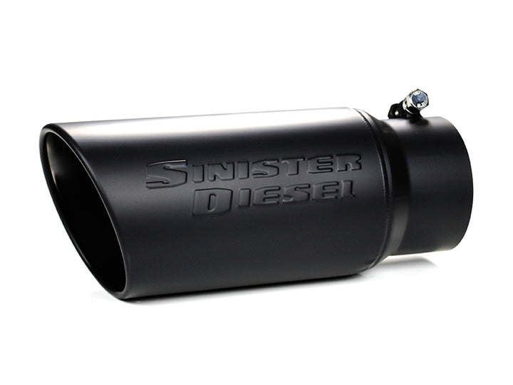 Sinister Diesel Universal Black Ceramic Coated Stainless Steel Exhaust Tip (4in to 5in) - Bull Strap