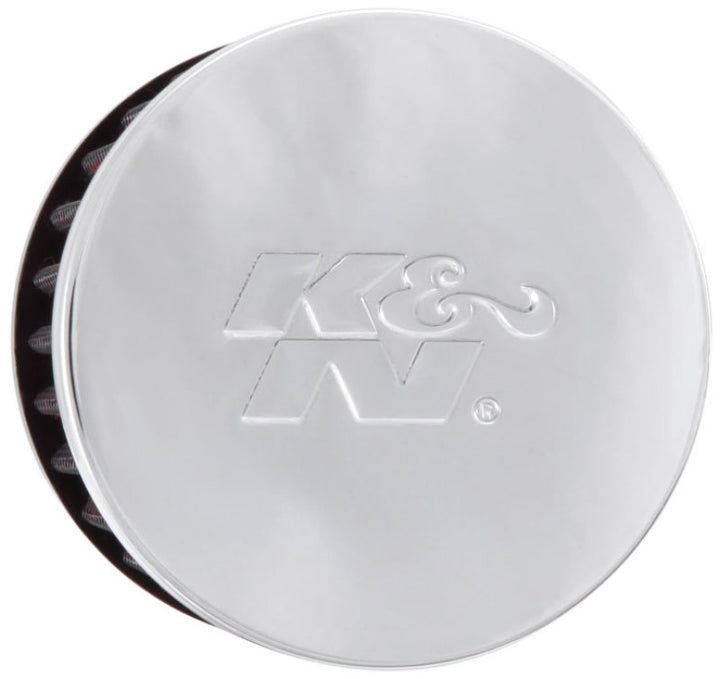 K&N 1.375 inch ID 3 inch OD 2.5 inch H Clamp On Crankcase Vent Filter - Bull Strap