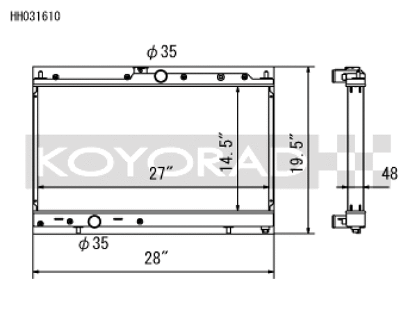 Koyo 03-07 Mitsubishi Evolution 8/9 2.0L Turbo (MT) Radiator - Bull Strap