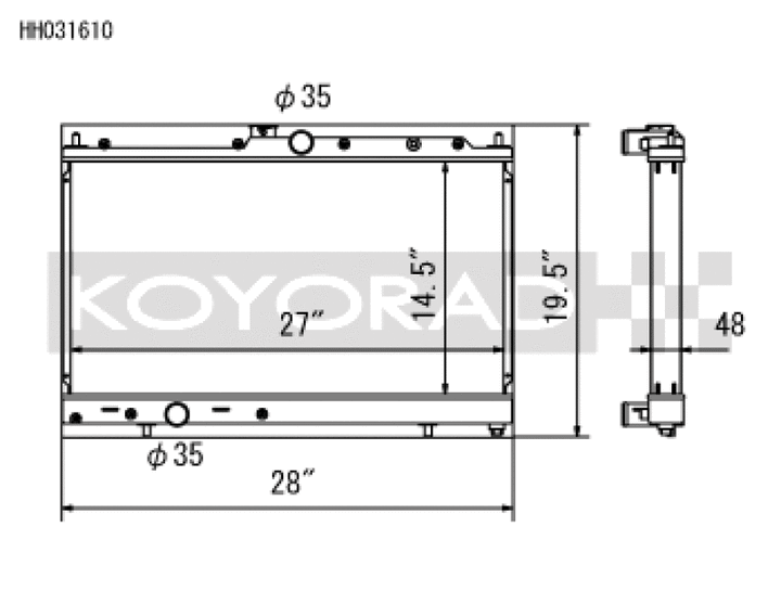Koyo 03-07 Mitsubishi Evolution 8/9 2.0L Turbo (MT) Radiator - Bull Strap