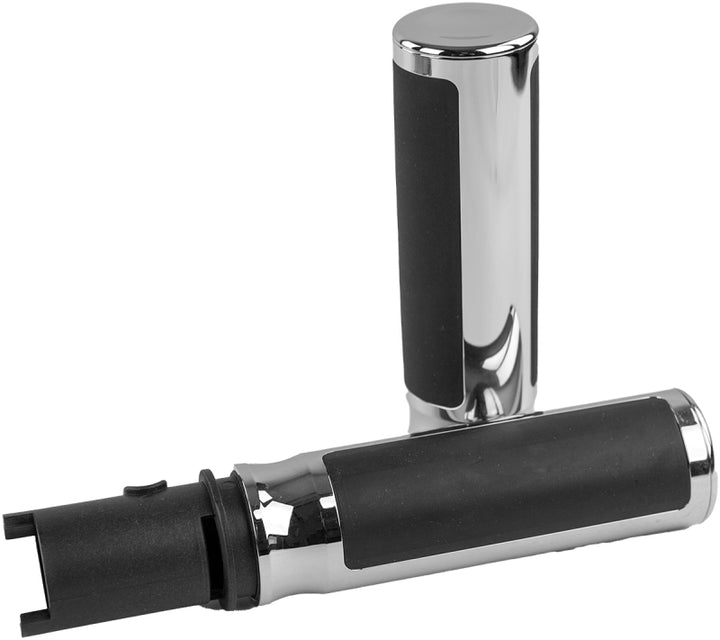 Bikers Choice Billet Cushioned Grips Throttle-By-Wire Chrome - Bull Strap