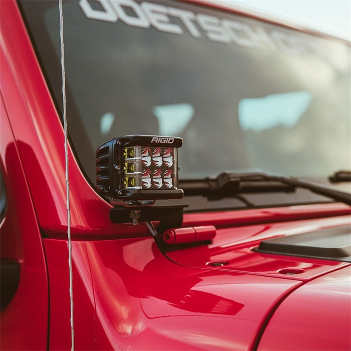 Rigid Industries 2018 Jeep JL - A-Pillar Mount Kit - Mounts Set of D / D-SS / SR-M / Ignite Series - Bull Strap