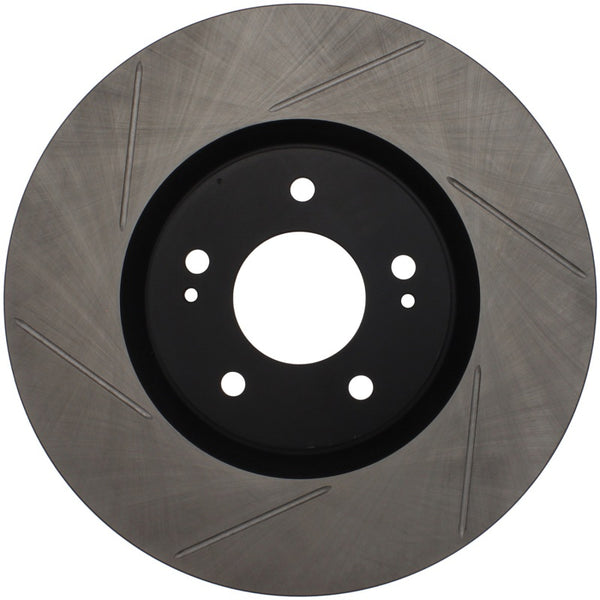 StopTech Power Slot 03-06 Evo 8 & 9 Slotted Right Front Rotor - Bull Strap