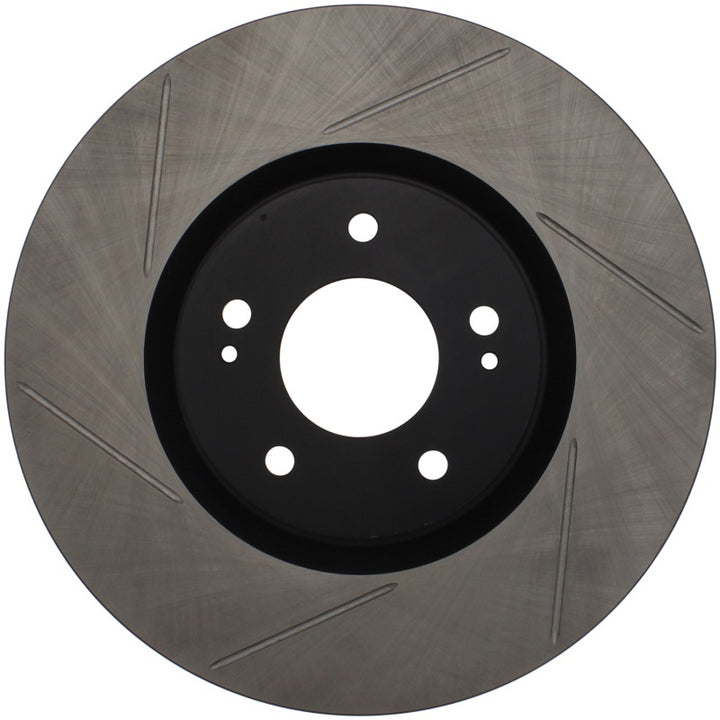 StopTech Power Slot 03-06 Evo 8 & 9 Slotted Right Front Rotor - Bull Strap