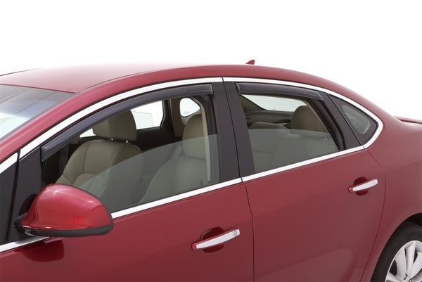 AVS 12-17 Buick Verano Ventvisor In-Channel Front & Rear Window Deflectors 4pc - Smoke - Bull Strap