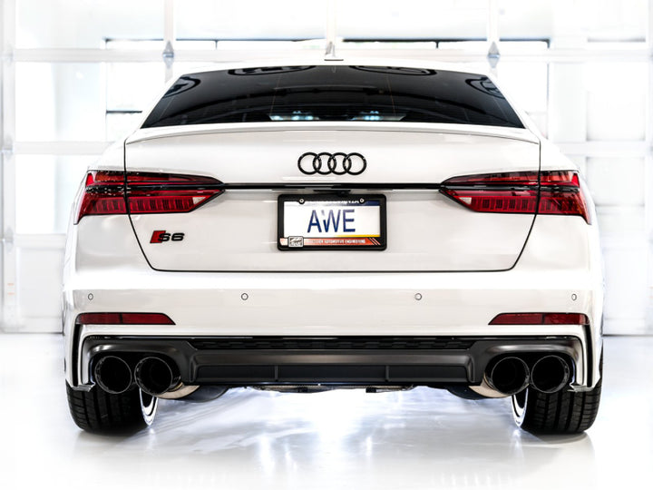 AWE Tuning 19-23 Audi C8 S6/S7 2.9T V6 AWD Track Edition Exhaust - Diamond Black Tips - Bull Strap