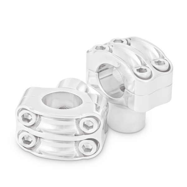 Burly Brand Reaper Riser Clamp 1-1/2in Tall for 1in Bar, Set - Chrome - Bull Strap