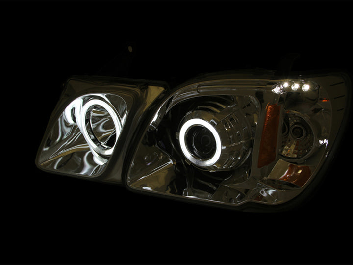 ANZO 1998-2007 Lexus Lx470 Projector Headlights w/ Halo Chrome (CCFL) - Bull Strap