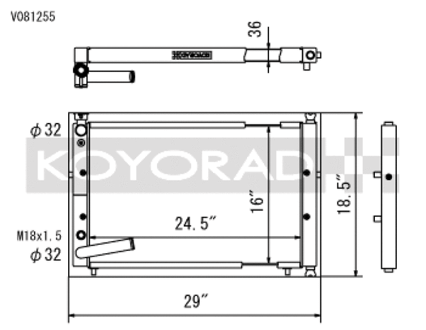 Koyo 94-01 Acura Integra w/ K-Series Swaps (2.0/2.4L) Radiator - Bull Strap