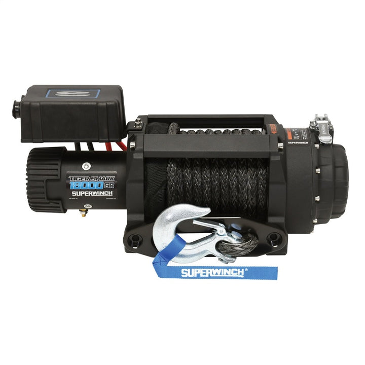 Superwinch 18000 LBS 12V DC 33/64in x 79 ft Synthetic Rope Tiger Shark 18000SR Winch - Bull Strap