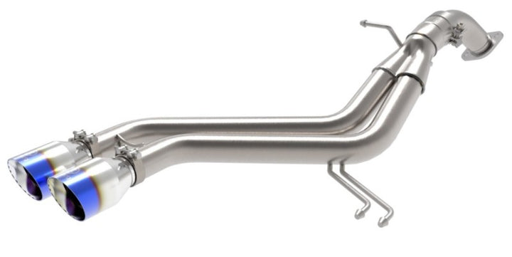 aFe Takeda 13-17 Hyundai Veloster L4-1.6L 2-1/2in 304 SS Axle-Back Exhaust w/ Blue Flame Tips - Bull Strap