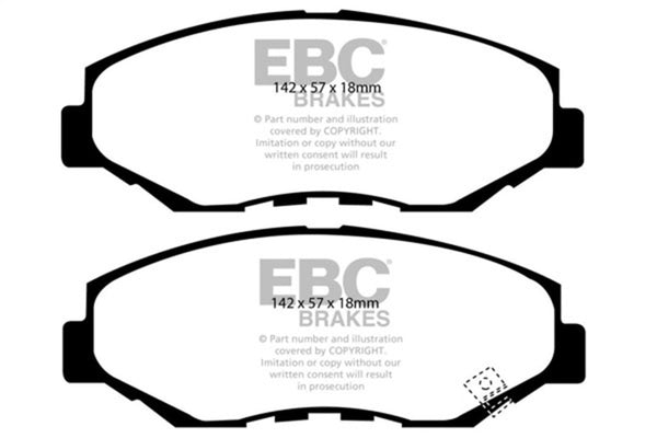 EBC 13-15 Acura ILX 1.5 Hybrid Yellowstuff Front Brake Pads - Bull Strap