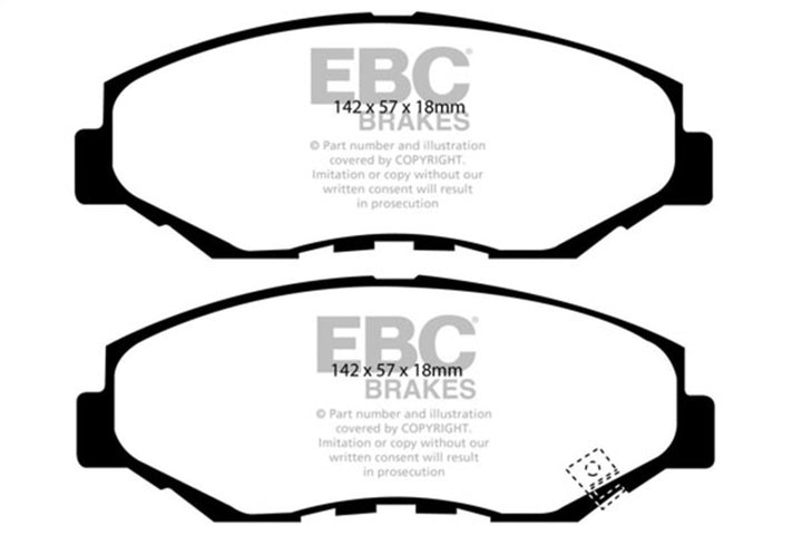 EBC 13-15 Acura ILX 1.5 Hybrid Yellowstuff Front Brake Pads - Bull Strap