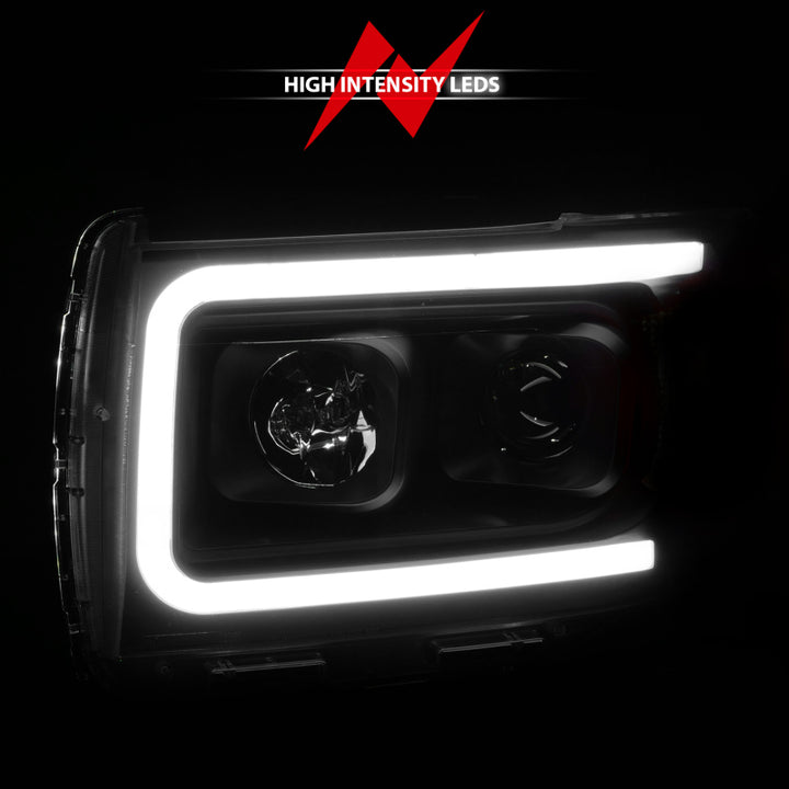 ANZO 2015+ GMC Canyon Projector Headlights w/ Plank Style Design Black w/ Amber - Bull Strap