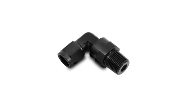 Vibrant -8AN to 1/2in NPT Female Swivel 90 Degree Adapter Fitting - Bull Strap