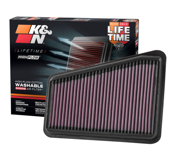 K&N 2018 Kia Stinger GT V6-3.3L Left Side Drop In Air Filter - Bull Strap