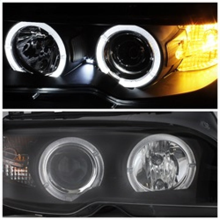Spyder BMW E46 3-Series 04-06 2 DR Projector Halogen Model- LED Halo Blk PRO-YD-BMWE4604-2DR-HL-BK - Bull Strap