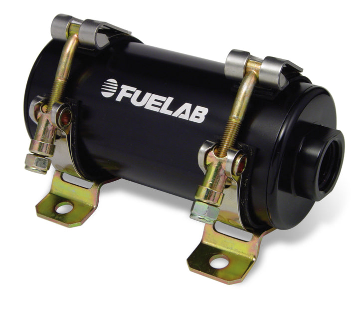Fuelab Prodigy Reduced Size Carb In-Line Fuel Pump w/Internal Bypass - 800 HP - Black - Bull Strap