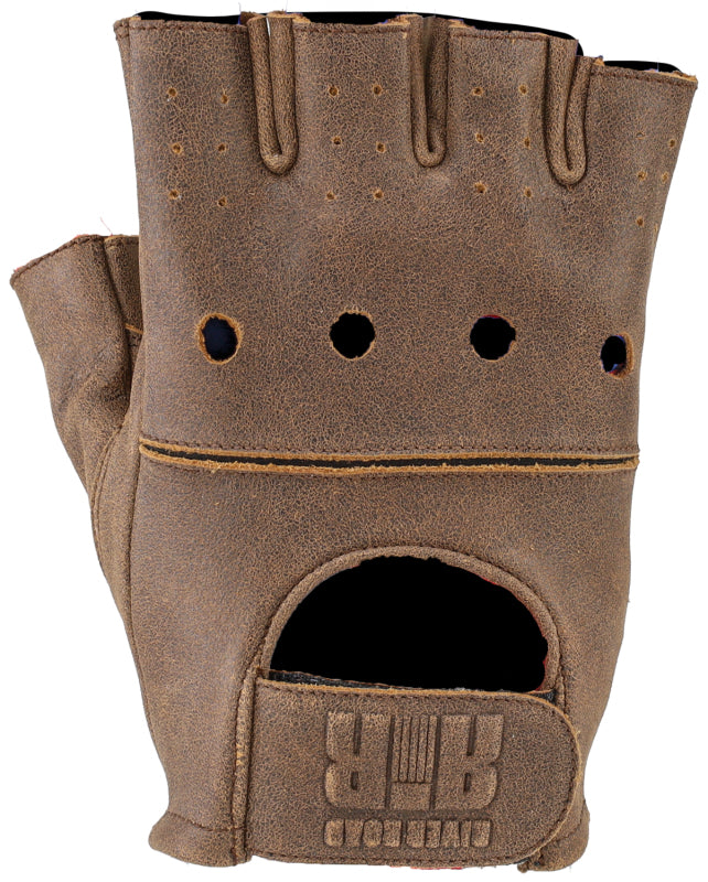 Kuryakyn Leather By River Road Buster Vintage Shorty Gloves Black - XL - Bull Strap