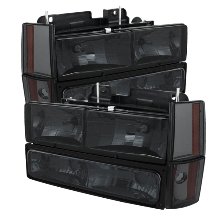 xTune GMC Yukon 92-93 Crystal Headlights w/ Corner & Bumper Smoke HD-JH-GMCCK88-AM-SM-SET - Bull Strap