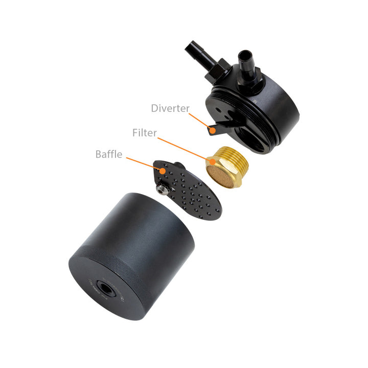 Mishimoto 2016+ Honda Civic 1.5L Turbo Baffled Oil Catch Can Kit - Black (PCV Side) - Bull Strap