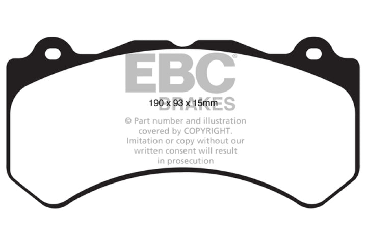 EBC 16+ Cadillac ATS-V 3.6 Twin Turbo Redstuff Front Brake Pads - Bull Strap