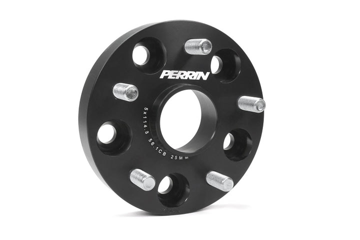 PERRIN Subaru 25mm Wheel Spacers 5x114.3 BP w/56mm Hub - Black - Bull Strap