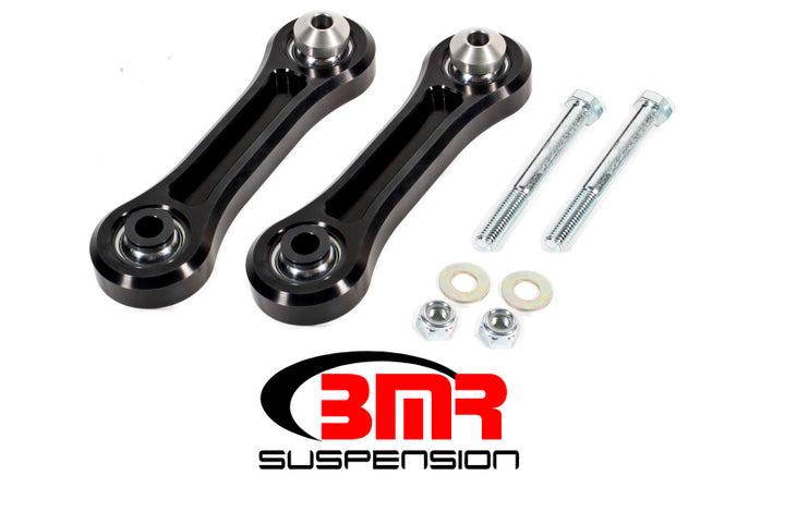 BMR 15-17 S550 Mustang Rear Lower Control Arms Vertical Link w/ Spherical Bearings - Black - Bull Strap