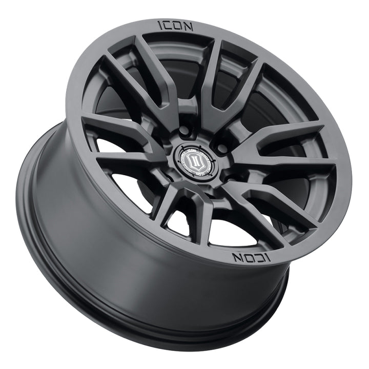 ICON Vector 6 17x8.5 6x135 6mm Offset 5in BS 87.1mm Bore Satin Black Wheel - Bull Strap