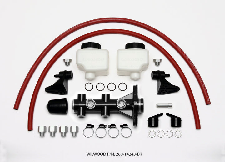 Wilwood Tandem Remote Master Cylinder - 1in Bore Black - Bull Strap