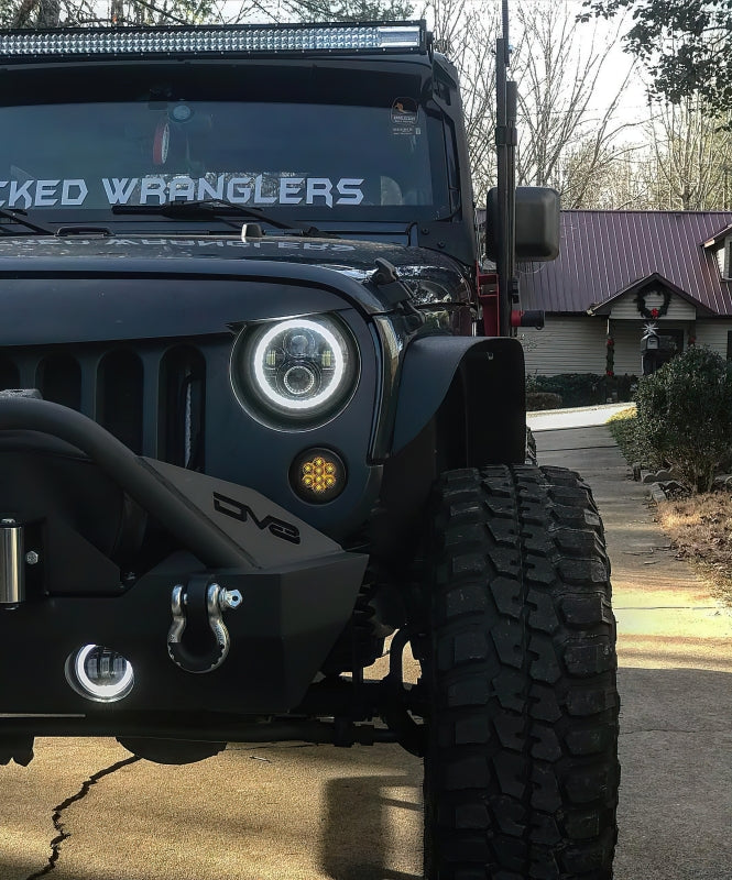 Oracle 7in High Powered LED Headlights - Black Bezel - White - Bull Strap