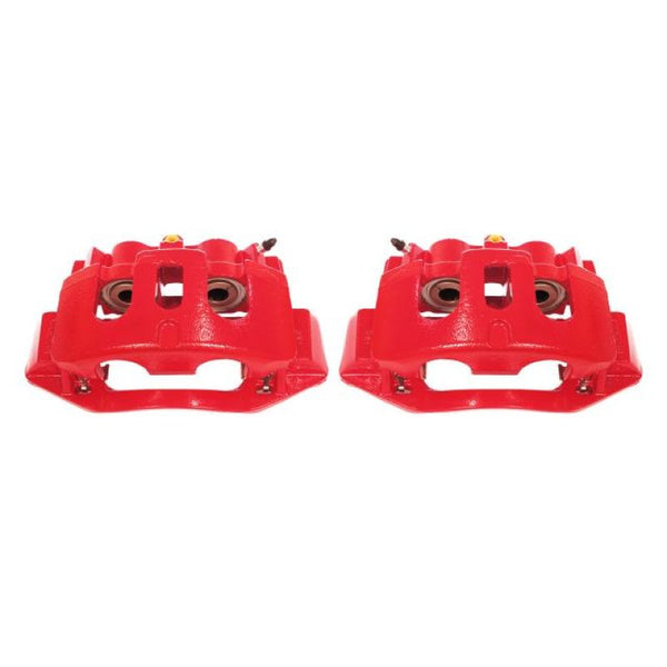 Power Stop 11-19 Chevrolet Silverado 2500 HD Rear Red Calipers w/Brackets - Pair - Bull Strap