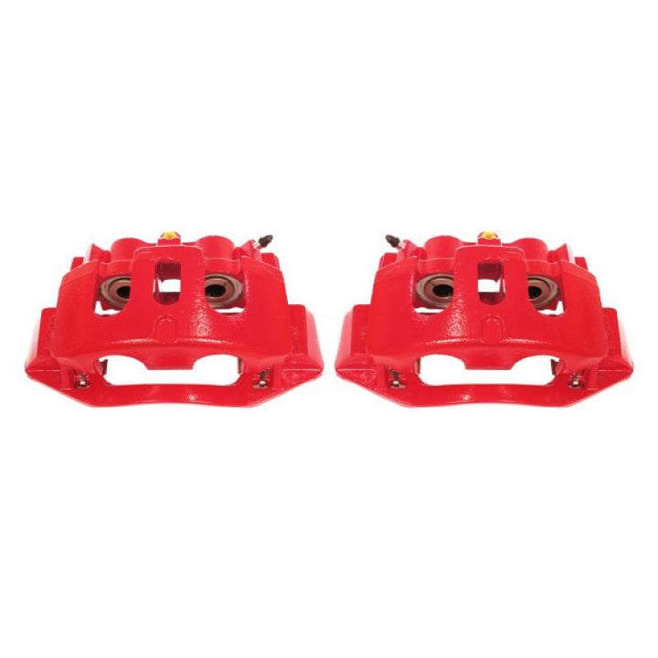 Power Stop 11-19 Chevrolet Silverado 2500 HD Rear Red Calipers w/Brackets - Pair - Bull Strap