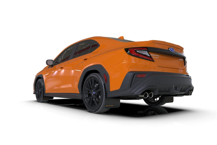 Rally Armor 22-25 Subaru WRX Black UR Mud Flap w/Orange Logo - Bull Strap