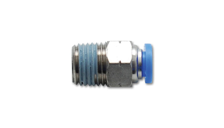 Vibrant Male Straight Pneumatic Vacuum Fitting (1/4in NPT Thread) - for 1/4in (6mm) OD tubing - Bull Strap