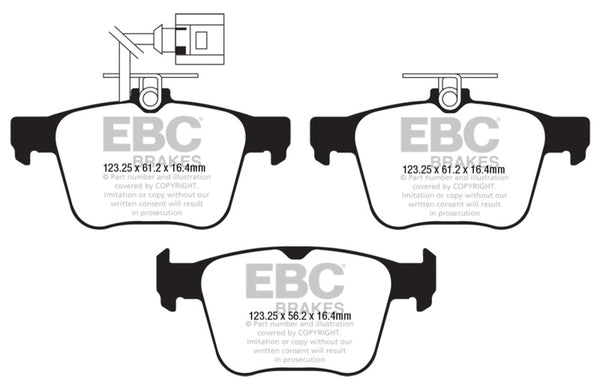 EBC 2018 Audi TT Quattro Redstuff Rear Brake Pads - Bull Strap