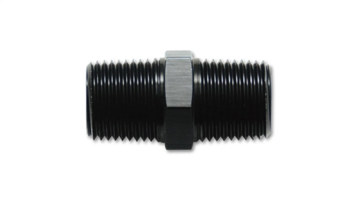 Vibrant 1/8in NPT x 1/8in NPT Straight Union Pipe Adapter Fitting - Aluminum - Bull Strap