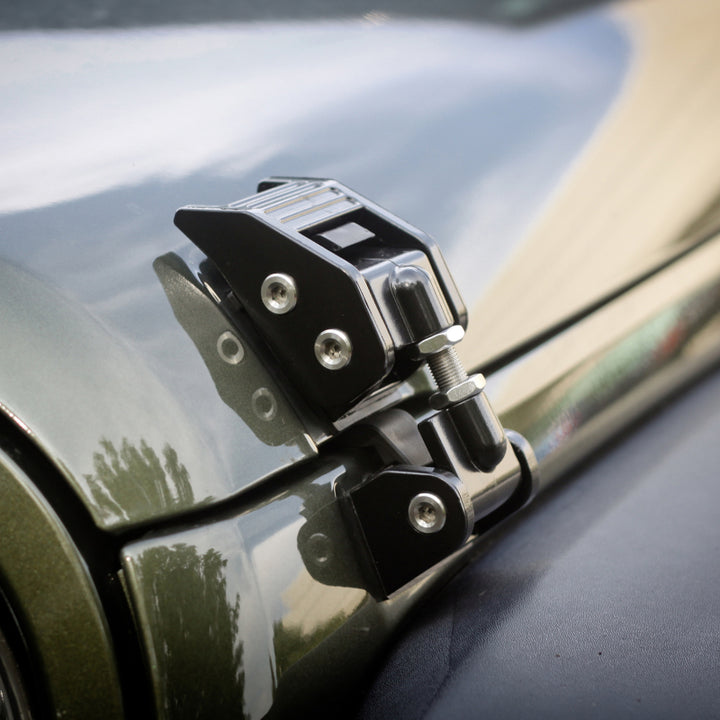 Rugged Ridge 07-18 Jeep Wrangler JK Black Hood Catches - Bull Strap