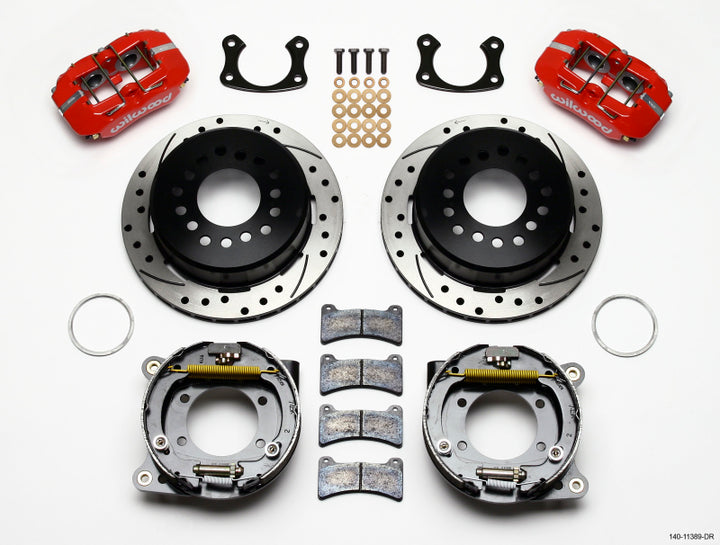Wilwood Dynapro Low-Profile 11.00in P-Brake Kit Drill-Red New Big Ford 2.50in Offset - Bull Strap