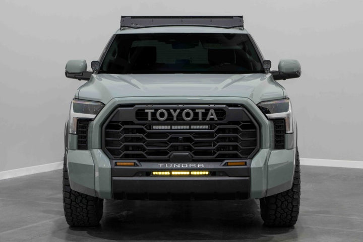 Diode Dynamics 2022 Toyota Tundra Stealth Bumper Light Bar Kit - Amber Combo - Bull Strap