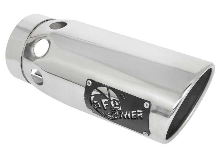 aFe Large Bore-HD 4in 409SS DPF-Back Exhaust System w/Polished Tips 20 GM Diesel Trucks V8-6.6L - Bull Strap