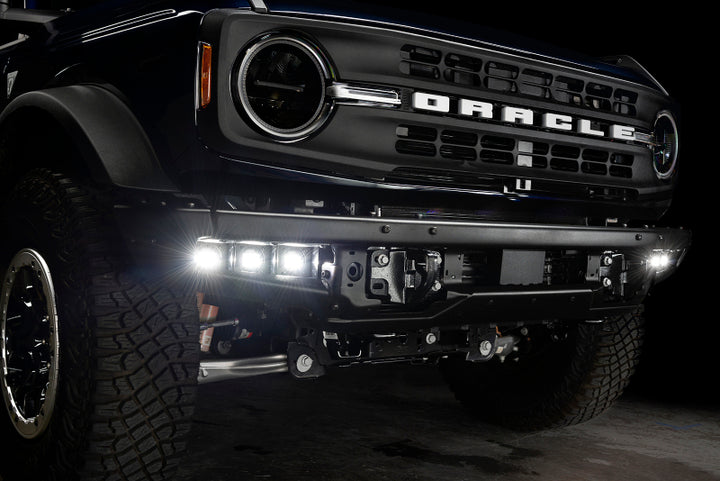 ORACLE Lighting 21-22 Ford Bronco Triple LED Fog Light Kit for Steel Bumper - White - Bull Strap