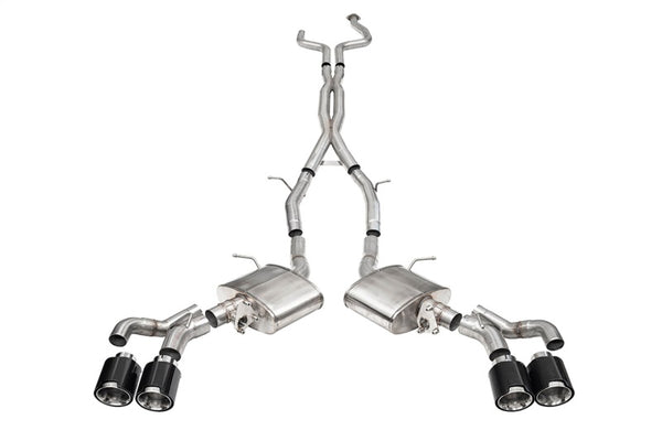 Corsa 2022-25 Cadillac CT5 V Blackwing 3in. Cat-Back w/ Act. Exh. - Dbl X-Pipe - Twin 4.5in. CF Tips - Bull Strap