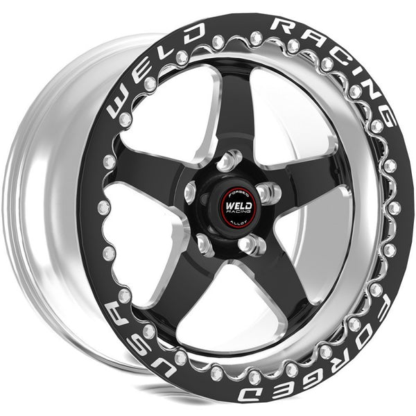 Weld S71 17x10 / 5x5 BP / 7.2in. BS 43mm O/S Black Wheel (High Pad) - Single Beadlock - Bull Strap