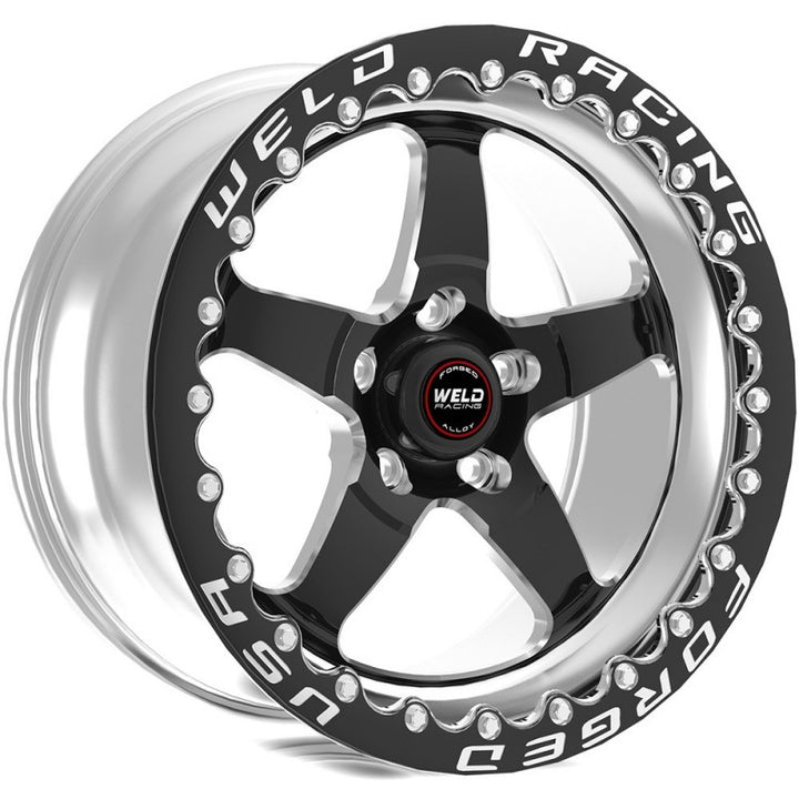Weld S71 17x10 / 5x5 BP / 7.2in. BS 43mm O/S Black Wheel (High Pad) - Single Beadlock - Bull Strap