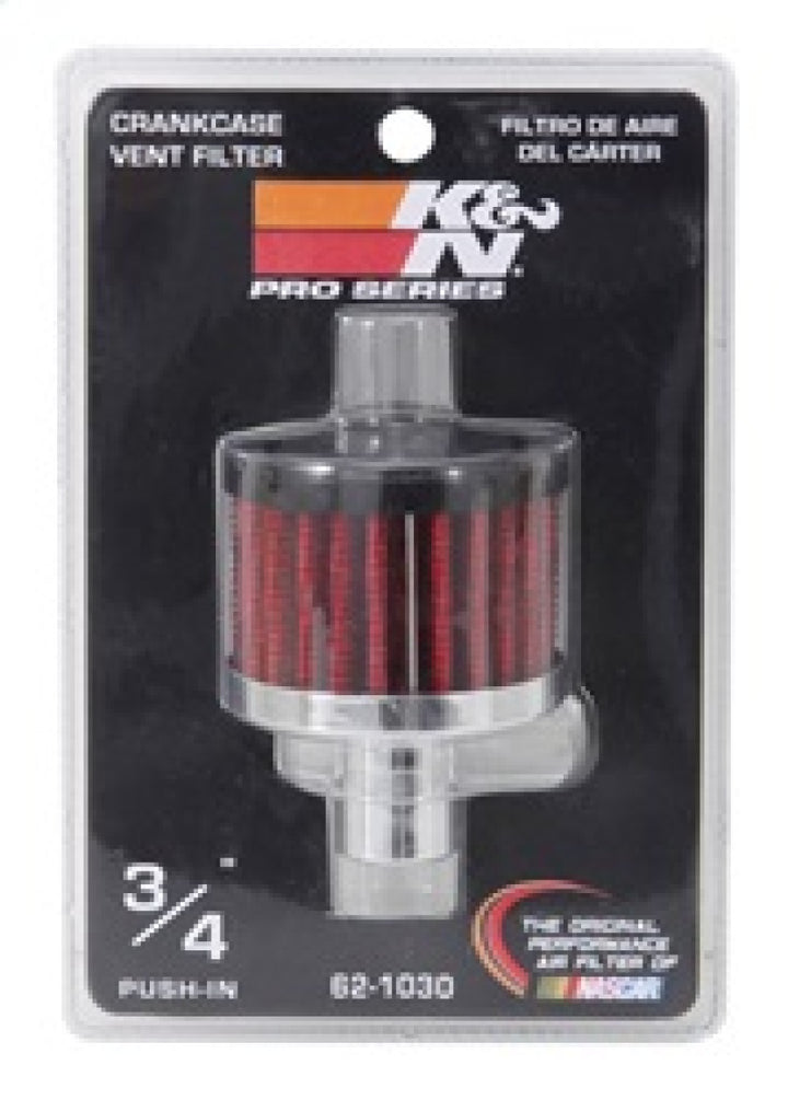 K&N Steel Base Crankcase Vent Filter .75in Vent OD x 2in OD x 1.5in Height - Bull Strap