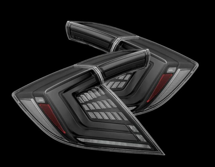 AlphaRex 16-21 Honda Civic Hatchback/ Type-R FK8 Nova-Series LED Tail Lights (Pair) - Alpha Black - Bull Strap