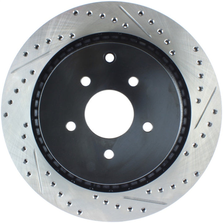 StopTech 09 Infiniti FX50 SportStop Slotted & Drilled Rear Left Rotor - Bull Strap